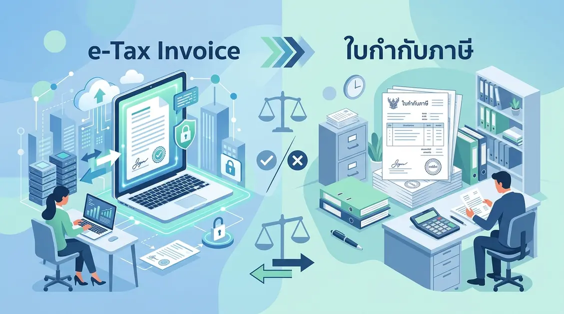 e-Tax Invoice vs ใบกำกับภาษี ต่างกันอย่างไร? เทียบชัด [2569]
