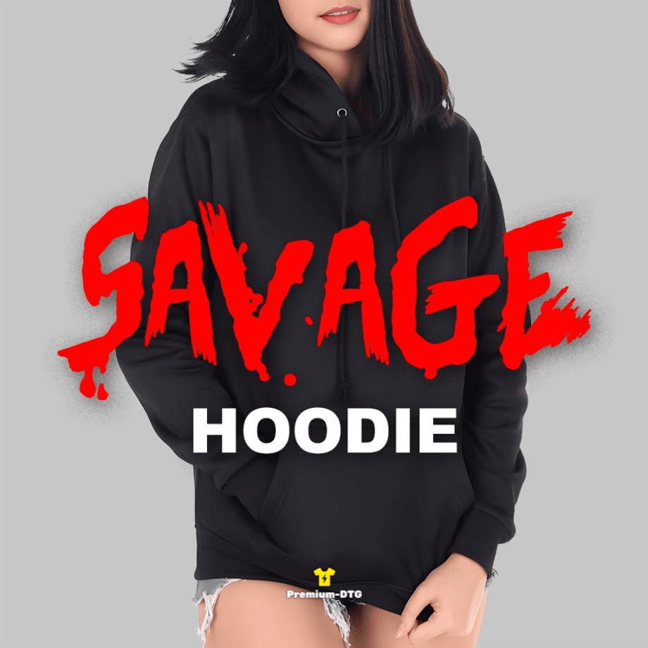 ตัวอย่างเสื้อ SAVAGE Hoodie พร้อมสกรีนคุณภาพ เหมาะสำหรับสร้างแบรนด์เสื้อ