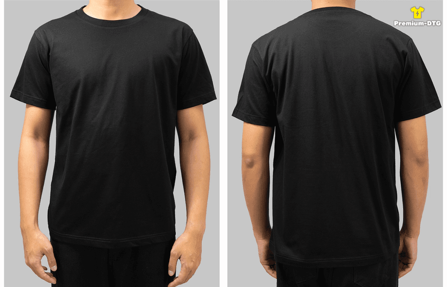 ตัวอย่างเสื้อ COMB30 เปล่า สีดำ คอตตอนพรีเมียม Premium-DTG ยังไม่ได้สกรีน
